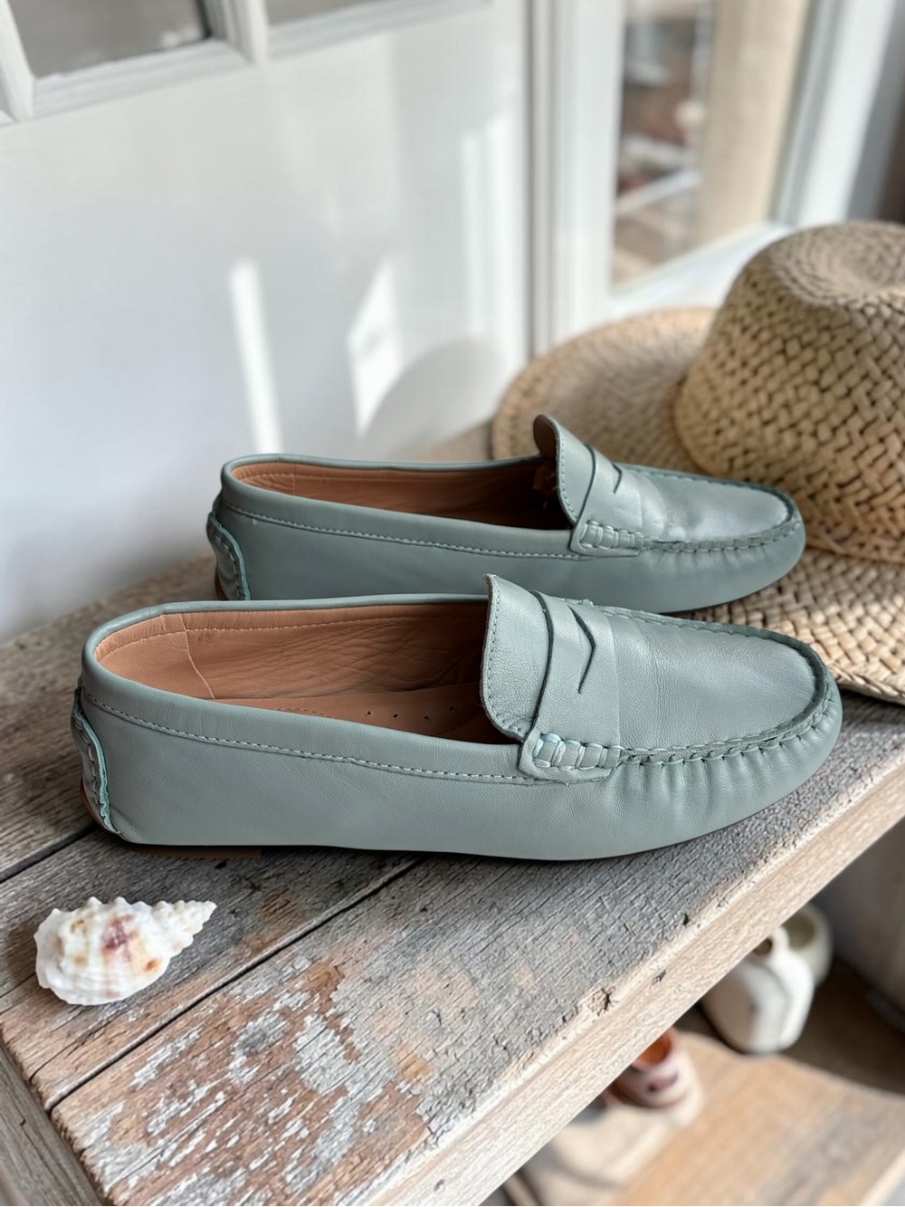 Flag Ltd Morgan Leather Penny Loafers in Tidal Blue Womens - Picture 6 of 16